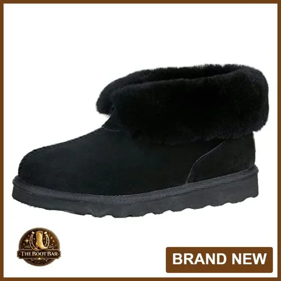Genuine Suede Slipper Boots Memory Foam Indoor Outdoor Ankle Booties